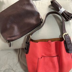 All leather bag within a bag, tote and purse combo